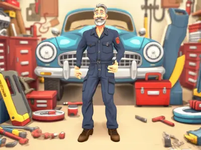 Blue Workman Model Pack Low-poly 3D model