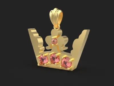 3d printing crown necklace pendant printable 3dmodel 3dm stl  3D print model