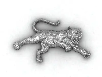 3D printable model silver tiger pin 3D print model