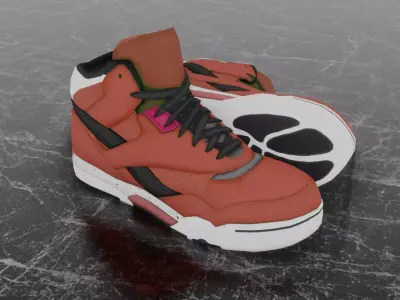 3D NEW HIGH SHOES - BLACK-BROWN Low-poly 3D model