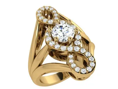 Twisted Diamond Ring 4066 3D print model