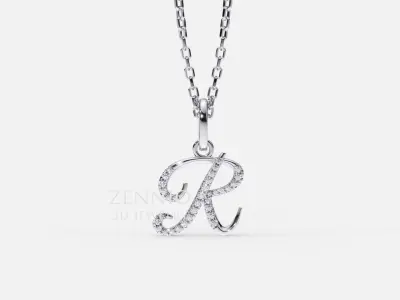 Initial Letter R Alphabet pendant 3D print model