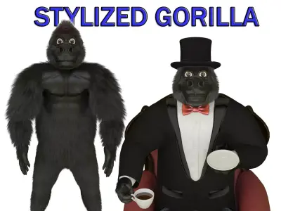Stylized Gorilla Character Low-poly 3D model