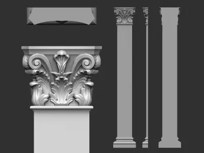 Columns Classical  Decoration N58- 57- 56 Low-poly 3D model