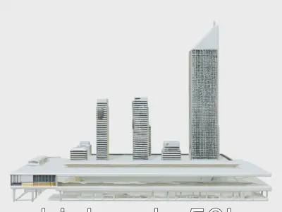 Futuristic Skyscraper Urban Architecture Low-poly 3D model