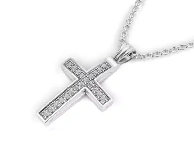 AV 727 Diamond Ladies Cross Pendant 3D print model