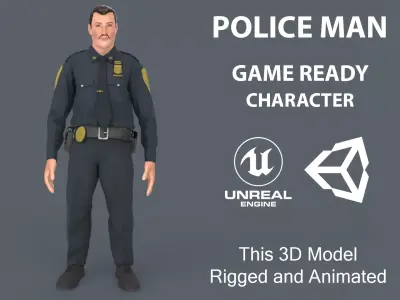 Police Man Low-poly 3D model