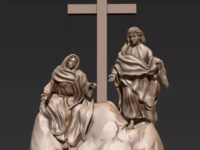 Jesus and Mary at the Cross 3D print model