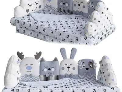 baby kid mattress with toys 3d model Low-poly 3D model