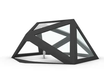 Geodesic Dome Structure with Frame and Glass Panels 3D model