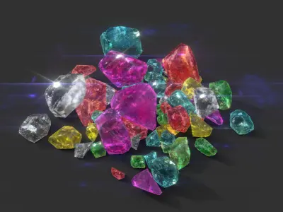 Multiple Color Crystal Gemstone Pack 220705 Low-poly 3D model
