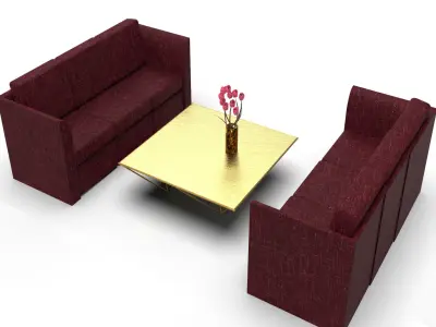 Furniture Collection sofa set with gold table 3D model