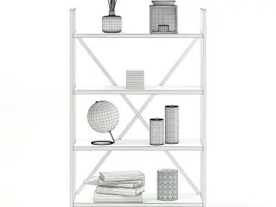 Bookshelf with Decorations 3D model