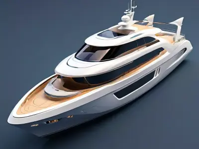 Luxury Modern Yacht 3D Model Low-poly 3D model