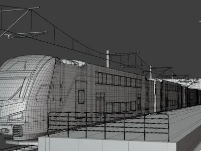 Station with Stadler train USA IV 3D model