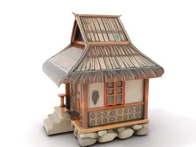 Traditional Bamboo Hut model pack Low-poly 3D model