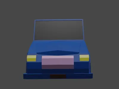 A lowpoly blue sport car ready to race Low-poly 3D model