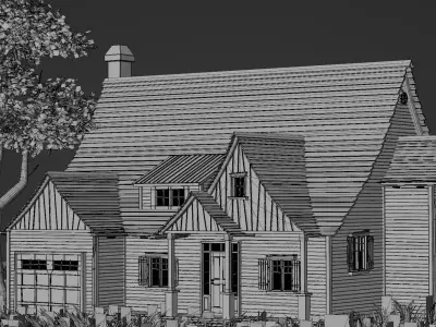 American Style Cottage Exterior 04 Low-poly 3D model