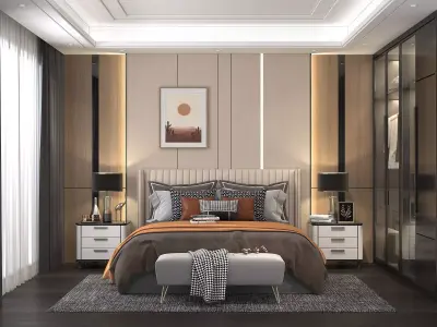 Modern Bedroom Scene 4 3D model