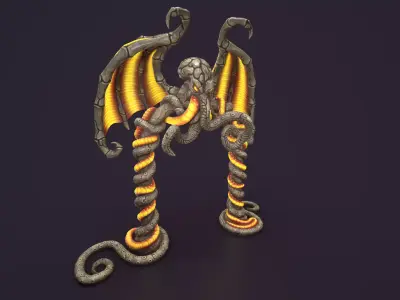 Ancient portal arch stone Low-poly 3D model