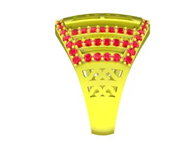 Luxury Multi Row Gemstone Signet Ring for Men 6118 3D print model