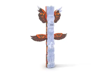 Traditional Totem Pole Model Pack with Detailed Carvings Low-poly 3D model