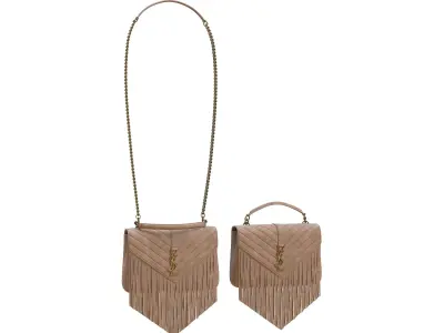 YSL Saint Laurent College Medium Chain Bag Fringed Suede Low-poly 3D model