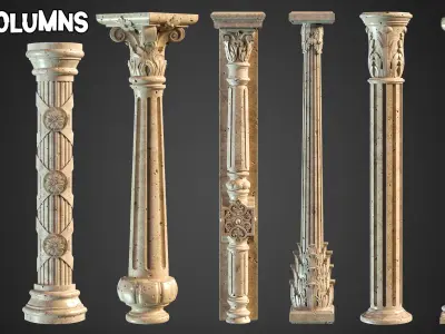 30 Columns  33 Ornaments Alpha Brush and Video Tutorials  Vol 5 Low-poly 3D model