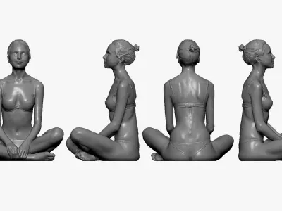 001241 woman in bikini seat yoga pose 3dp 3D print model