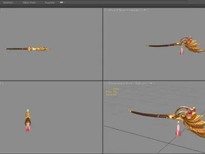 Gold hairpin - head decoration Low-poly 3D model