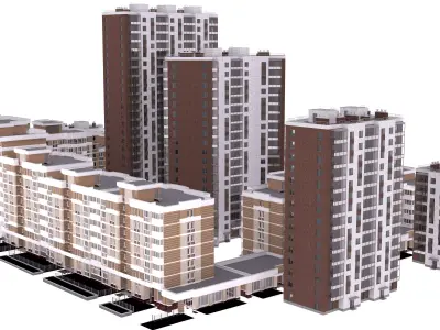 mini town buildings 3D model