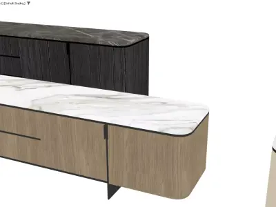 Modern Marble-Top TV Console in Multiple Finishes 3D model