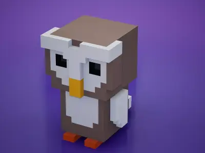 Voxel - Owl Low-poly 3D model