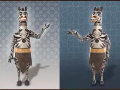 Cartoon Donkey Rigged 3D model