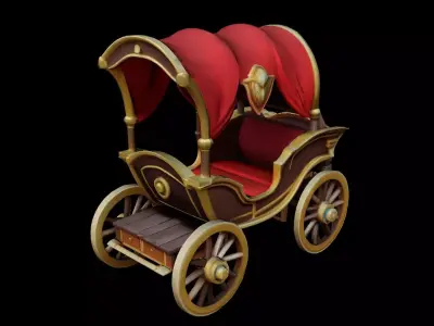 Stylized Royal Fantasy Carriage - AI Low-poly 3D model