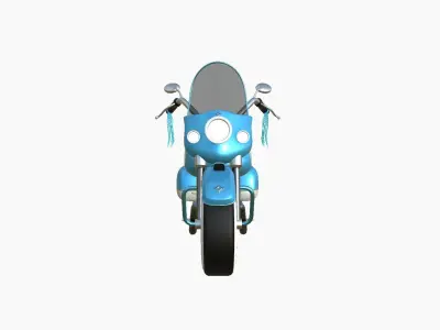 Motorcycle Cartoon B08 Blue White - Custom Vehicle Design Low-poly 3D model