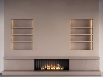 Decorated Wall With Fireplace - 4 3D model