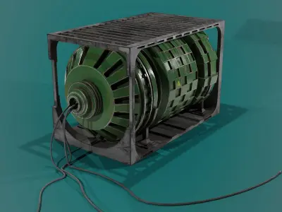 Generator metal cage with wires Low-poly 3D model