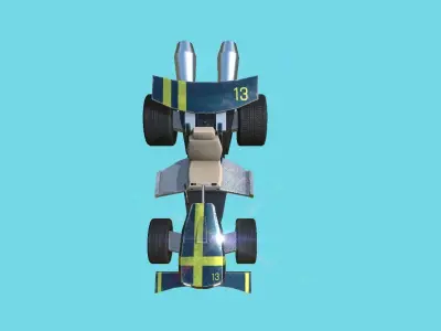 Kart Vehicle 05 - Racing Car - Blue Yellow Low-poly 3D model
