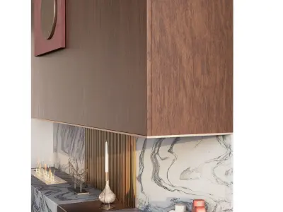 Decorated Wall With Fireplace 3D model