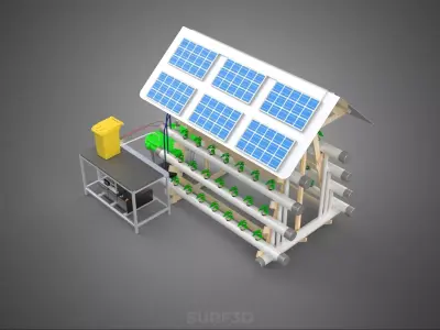 HYDROPONIC IOT SMART SOLAR ENERGY PV FARM PLANT WATER NUTRIENT 3D model