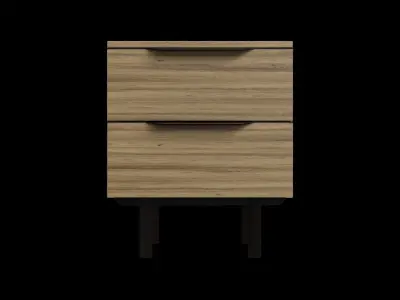 Walnut And Black Bedside Table Low-poly 3D model