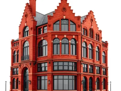 Historic Red Brick Building model pack Low-poly 3D model
