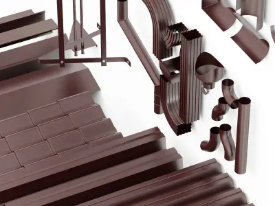 Roof collection set of metal pipes 3D model