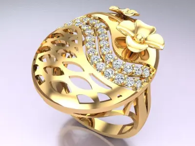  Mesh flower ring - Italian rings - Womens Rings - N6344 3D print model