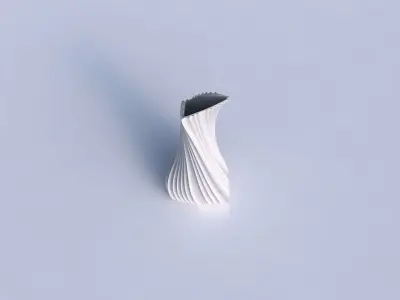 Vase twist puffy bent triangle with extruded vertical lines 3D print model