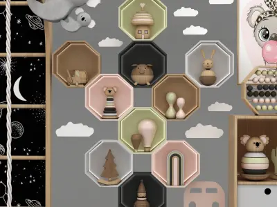 toys and furniture set  Low-poly 3D model