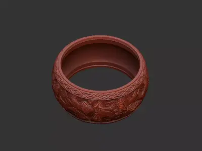 wild band metal gift cnc soft round trim classic old leaf deco 3D print model