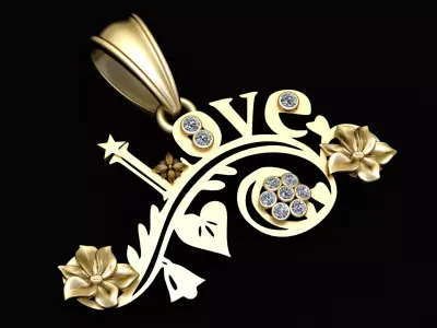  love pendant floral 3D print model