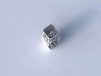 Vase rectangle with organic lattice half solid 3D print model